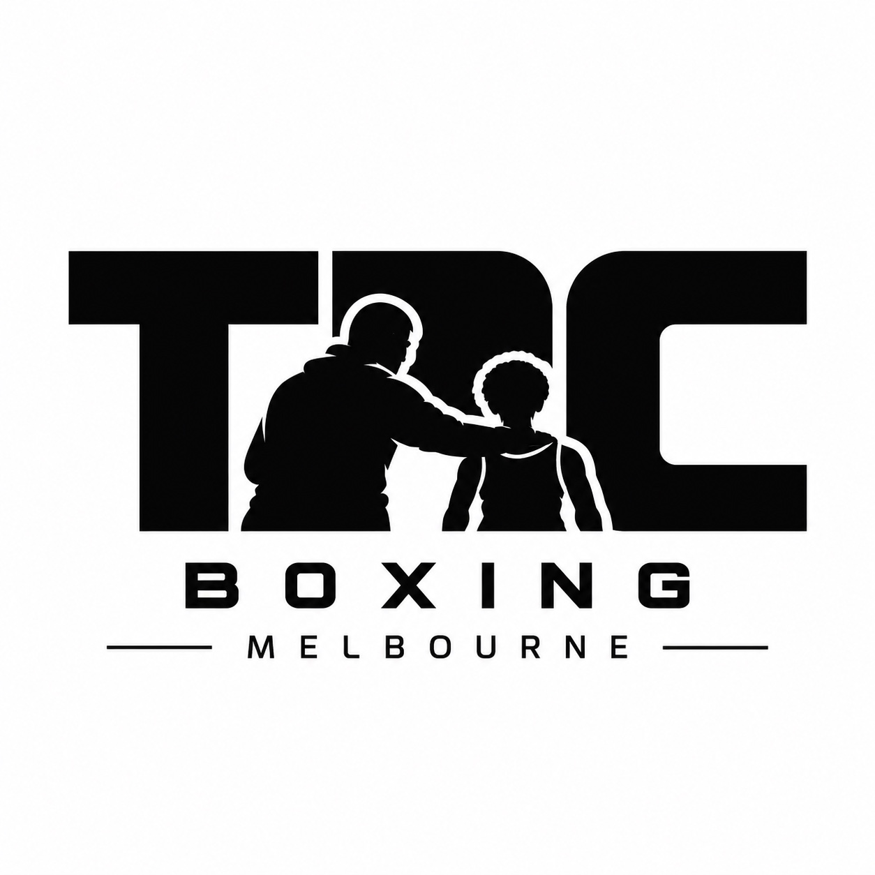 TPC Boxing Melbourne logo featuring a mentor supporting a young boxer